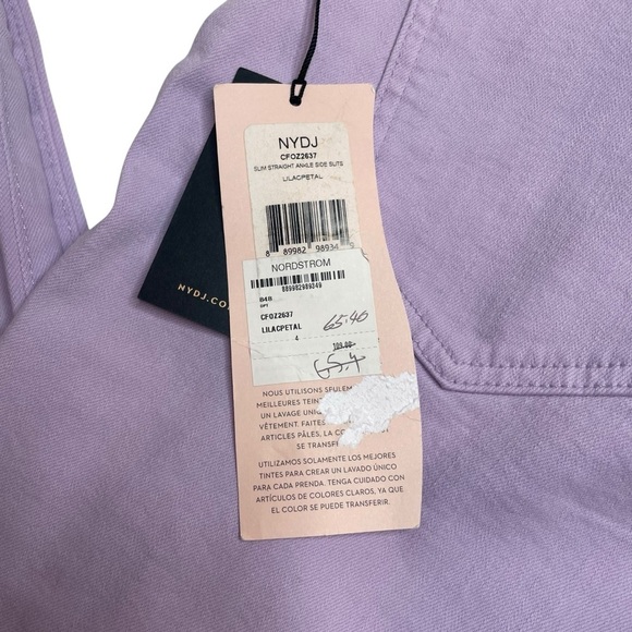 NYDJ Curves 360 Slim Straight Ankle Side Slit Jeans Lilac Petal Size 4 New - Picture 3 of 10